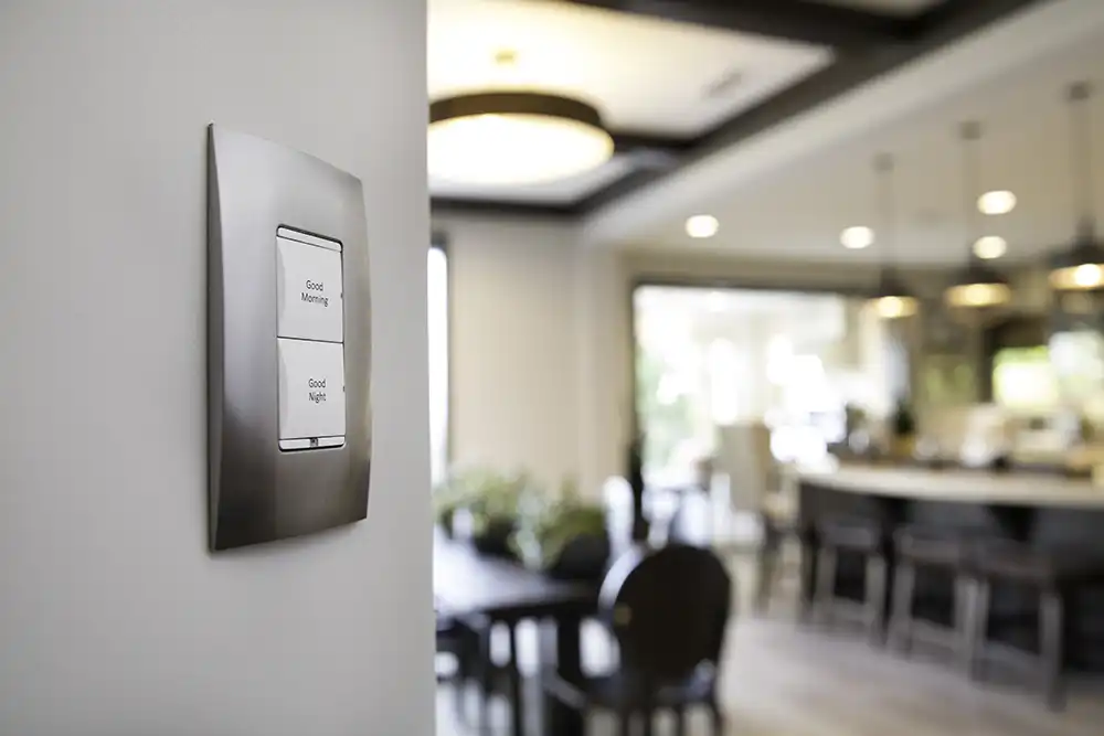 A wall mounted smart switch in a Chicago North Shore luxury home.